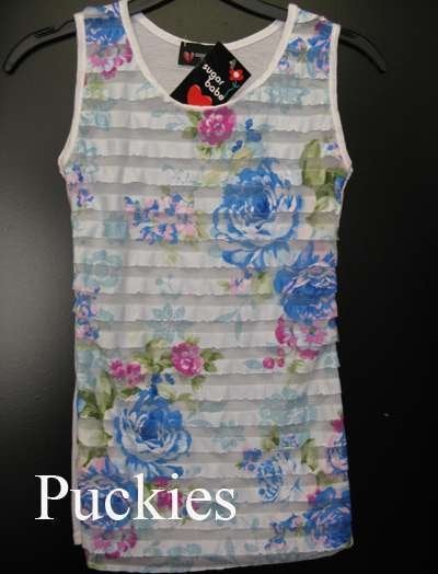 Sugar Babe top blauw/wit maat 122/128 NIEUW (8917) a, Meisje, Nieuw, Ophalen of Verzenden, Shirt of Longsleeve