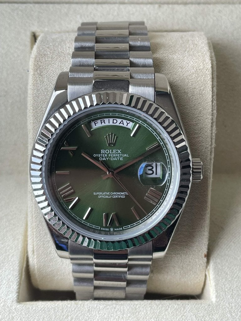 Rolex Day-Date 40 Olive, Overige merken, Overige materialen, Met bandje, Polshorloge