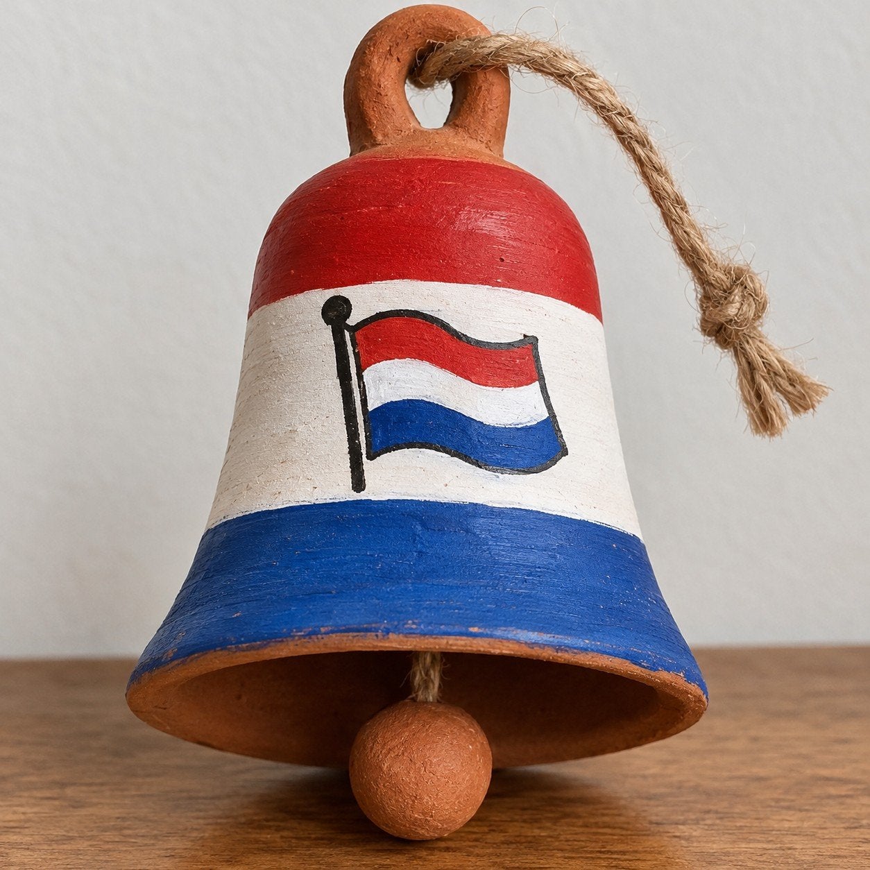 Handgemaakte Terracotta Bel / Windgong - Nederlandse Vlag -, Meerkleurig, Overige stijlen, Nieuw, Ophalen of Verzenden