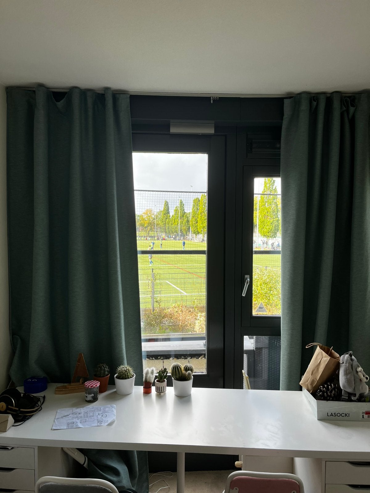Blackout Curtains – Dark Green/Grey – Good Condition, Ophalen, Gebruikt, Verduisterend, Groen