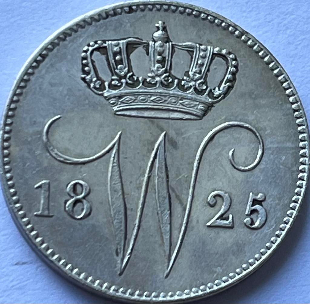 Heel mooi kwartje 1825U, Zilver, 25 cent, Ophalen of Verzenden, Koning Willem I