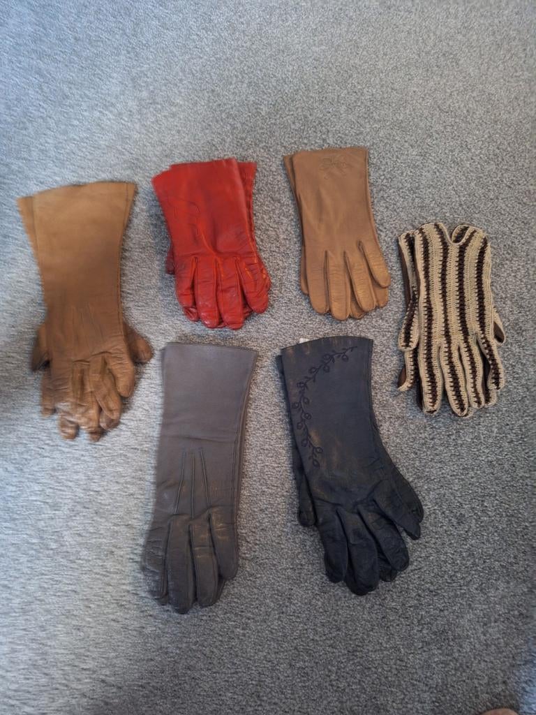 Vintage leren damens handschoenen., Ophalen of Verzenden, Handschoenen