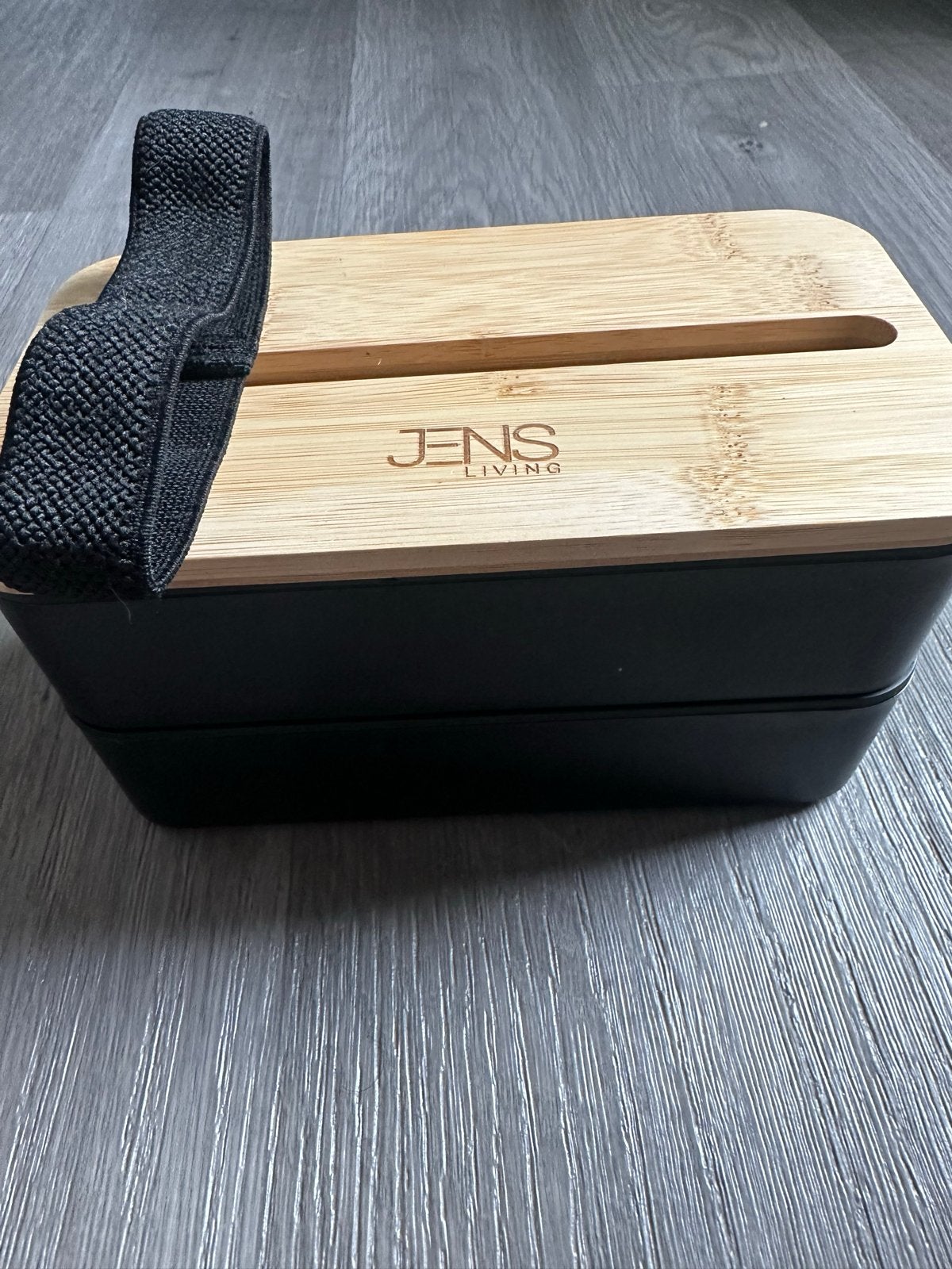 Jens Living Broodtrommel met Bamboe Deksel en Bestek, Hout, Ophalen of Verzenden, Zo goed als nieuw, Zwart