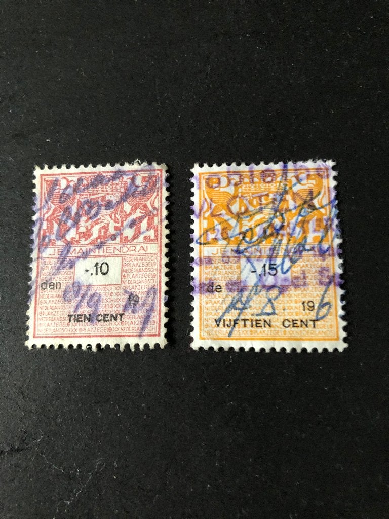 Nederlandse postzegels - 10 en 15 cent fiscaal- belasting, Ophalen of Verzenden, Na 1940, Gestempeld