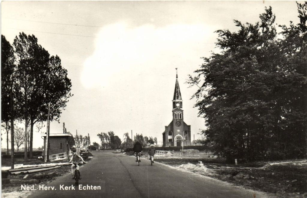Ned. Herv. Kerk Echten - fietsers - ongelopen, Verzenden, 1960 tot 1980, Ongelopen, Noord-Brabant