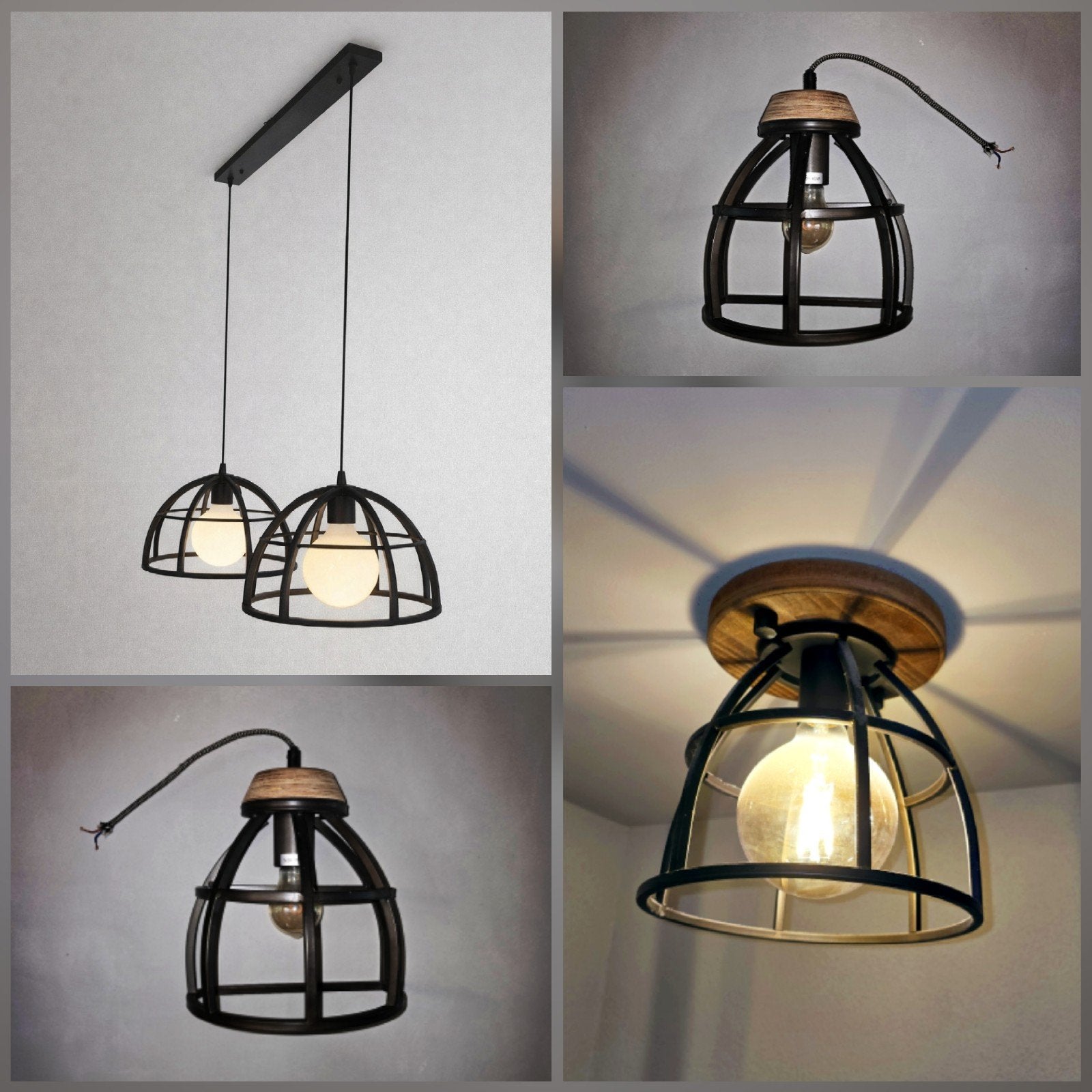 Complete lampenset: hanglamp, wandlampen en plafondlamp, Overige merken, Zwart, Industrieel, E27 (groot)
