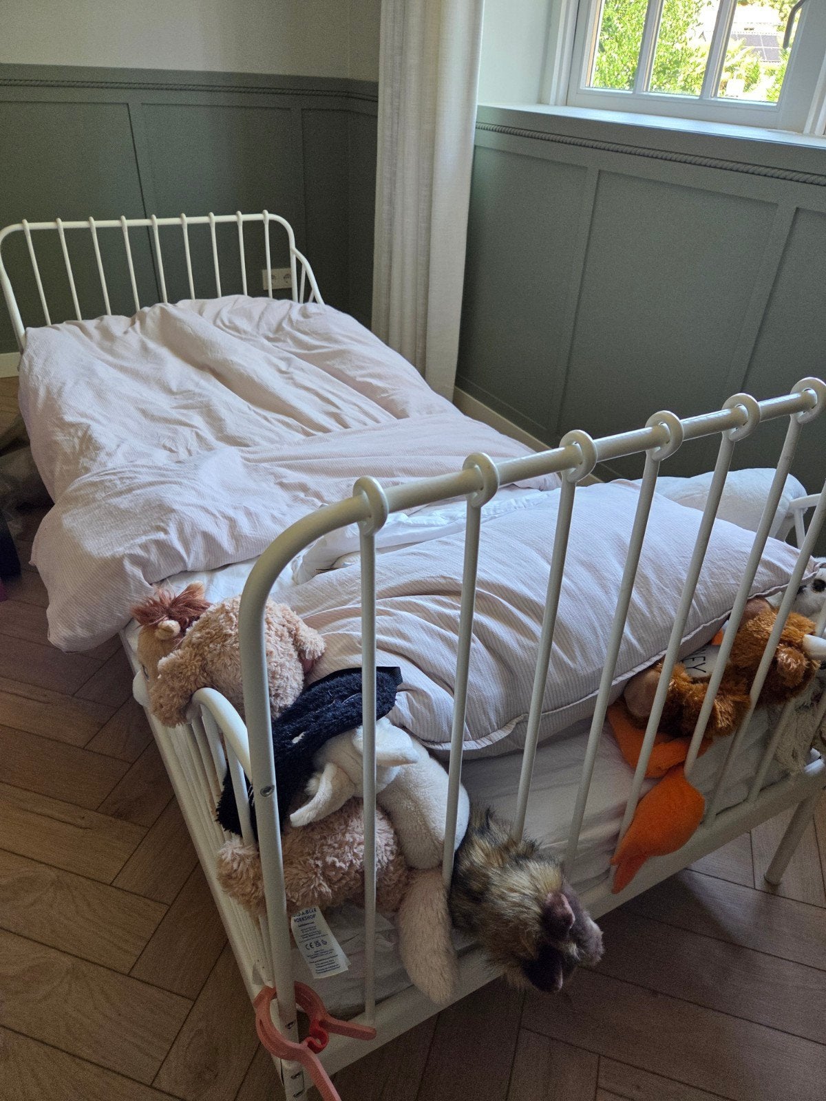 IKEA Minnen uitschuifbed met lattenbodem, topper en matras, 70 tot 85 cm, Zo goed als nieuw, 180 cm of meer, Ophalen