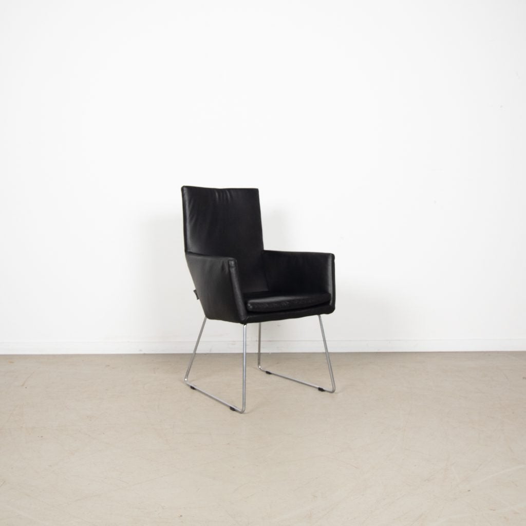 Label Donna Stoel Zwart Leer - Chroom, Huis en Inrichting, Stoelen, Niet ingevuld, Zo goed als nieuw, Niet ingevuld, Niet ingevuld