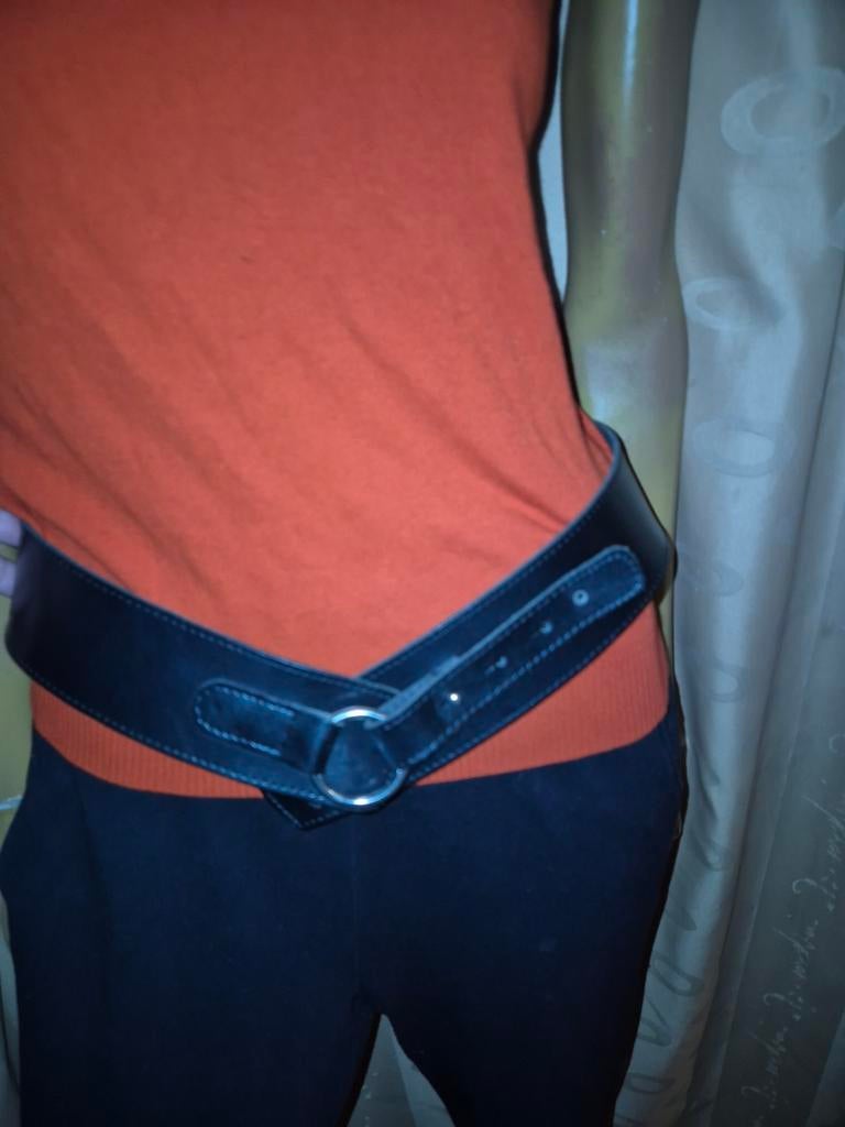 Zwarte brede riem met zilverkleurige ring nieuwe purdey 95, Zwart, Tailleriem, Ophalen of Verzenden, Purdey