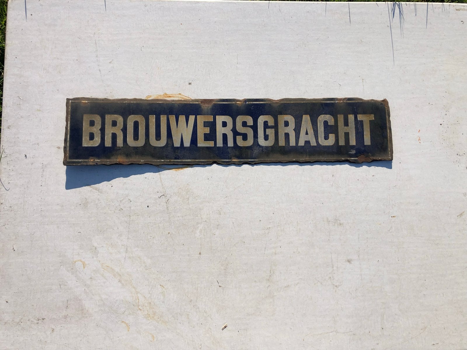 Oud Amsterdams straatnaambord Brouwersgracht Vintage Emaille, Antiek en Kunst, Ophalen of Verzenden