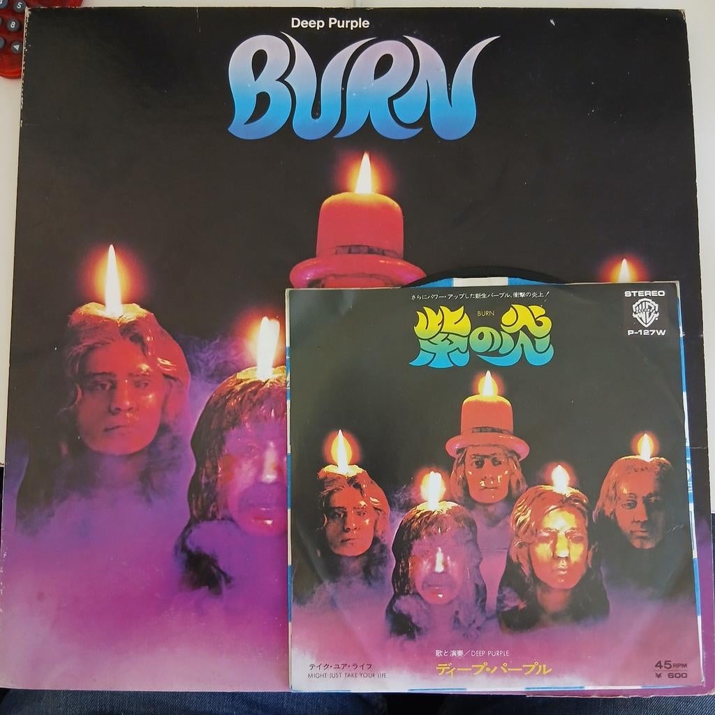 Deep Purple - Burn LP  + Single - Japan, Cd's en Dvd's, Vinyl | Rock, Gebruikt, Originele persing, Ophalen of Verzenden, 1970 - 1979