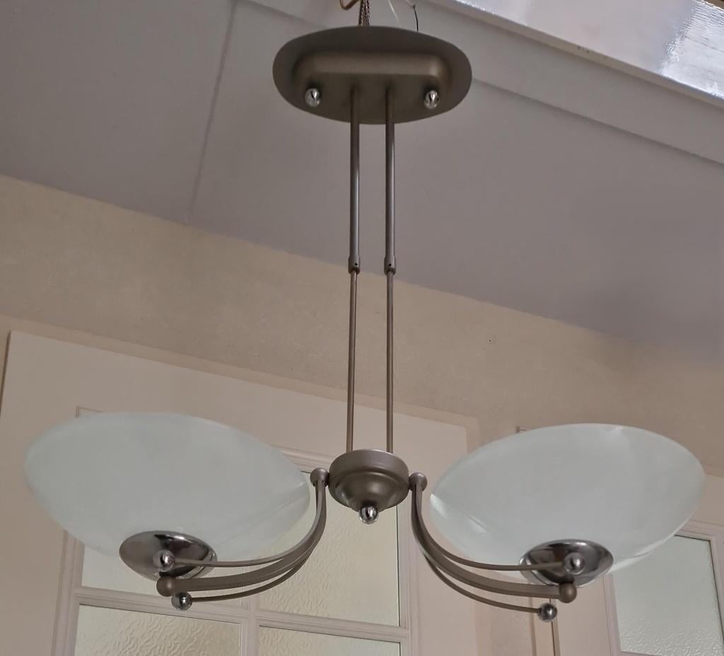 Art Deco Chromen Hanglamp / Plafondlamp, Antiek en Kunst, Antiek | Lampen, Ophalen of Verzenden