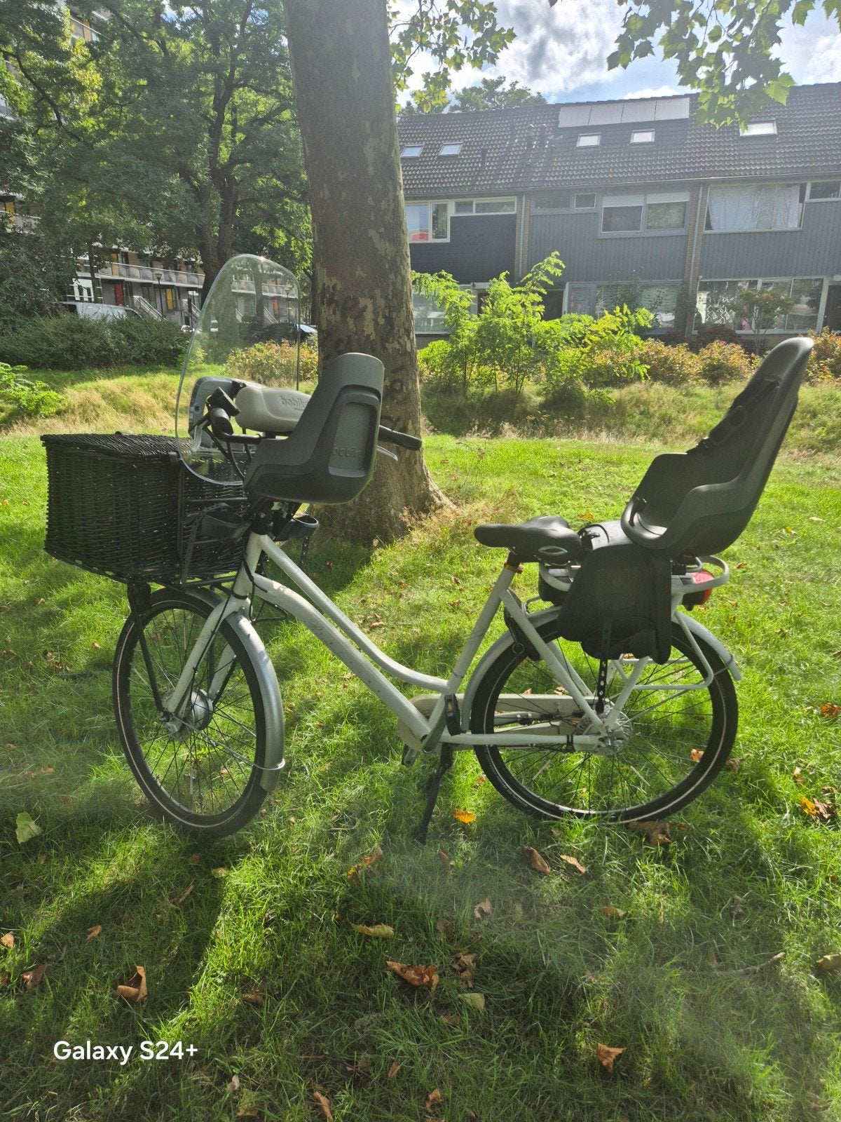 Cortina elektrische moederfiets – 2 Bobike zitjes, 51 tot 55 cm, Ophalen, Gebruikt, Cortina