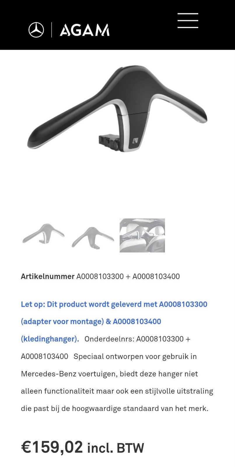Complete Mercedes kledinghanger, Ophalen of Verzenden, Zo goed als nieuw