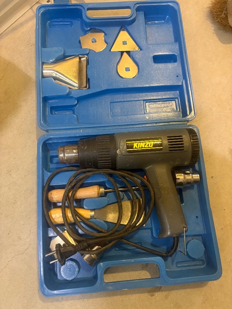 Kinzo heteluchtpistool met accessoires in koffer, Ophalen of Verzenden, Gebruikt, Overige typen