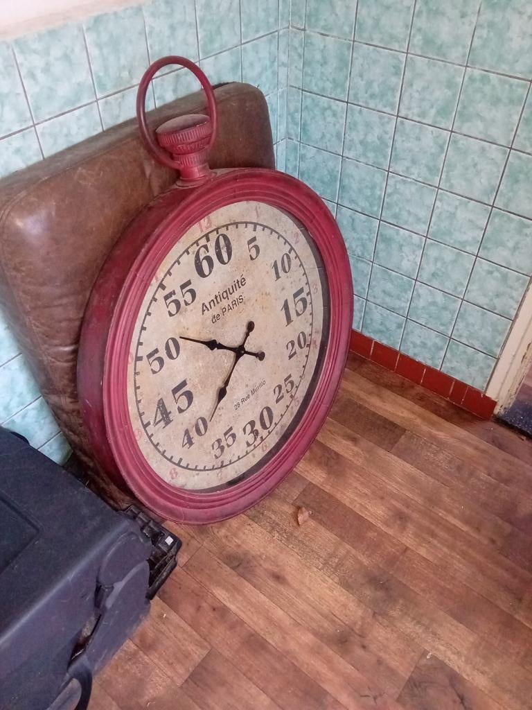 Grote Antieke Zakhorloge Wandklok - Parijse Stijl, Antiek en Kunst, Ophalen