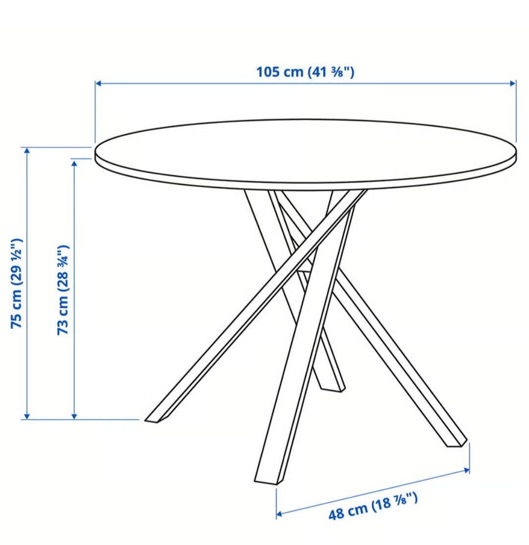 Foto 6 van IKEA MARIEDAMM ronde eettafel in zwart marmerpatroon