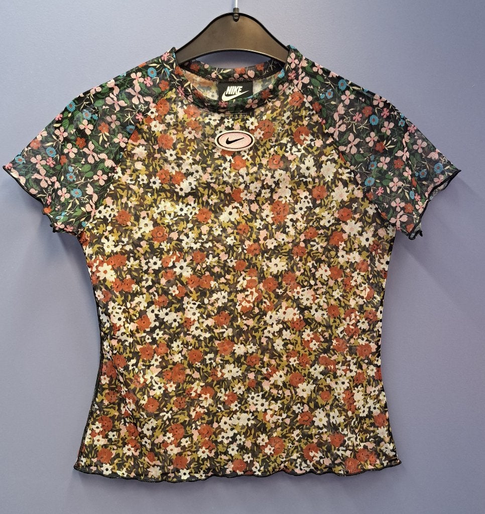 Nike doorschijnende floral top / shirt mesh maat S nr 48331, ., Nike, Ophalen of Verzenden, Zo goed als nieuw