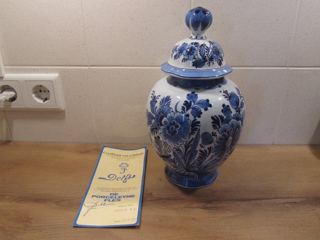 Porceleyne Fles dekselpot met certificaat, Antiek en Kunst, Ophalen of Verzenden