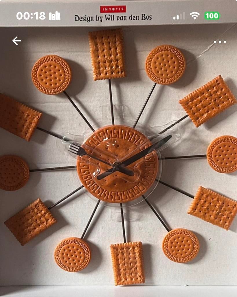 Vintage Design klok ,kaakjes wil vd bosch, Verzenden, Zo goed als nieuw, Wandklok