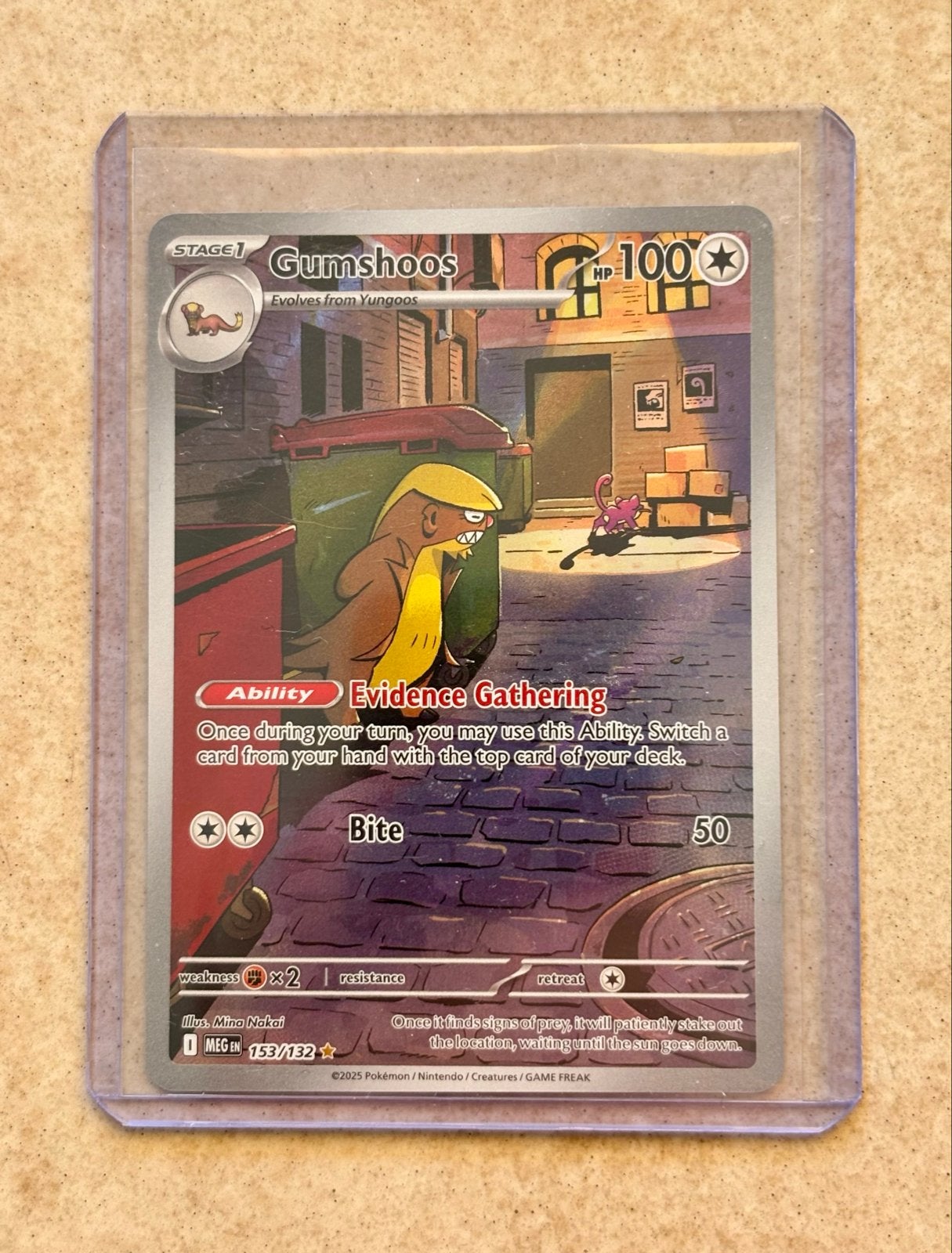Pokémon Kaart Gumshoos (Trump) 153/132 - Scarlet & Violet, Ophalen of Verzenden, Zo goed als nieuw, Losse kaart