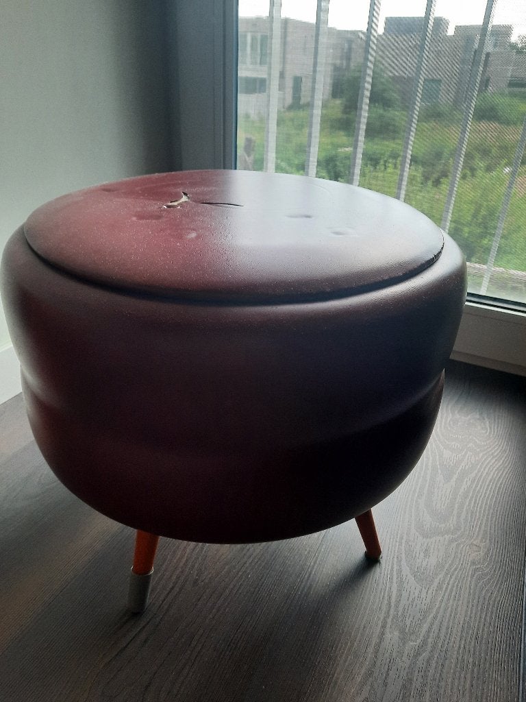 Vintage Poef met opbergvak, Minder dan 50 cm, Gebruikt, Minder dan 50 cm, Ophalen