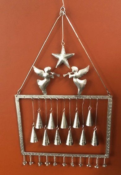 Metalen Kerst Windgong/Klokkenspel -Klokken, Engelen & Ster, Ophalen of Verzenden