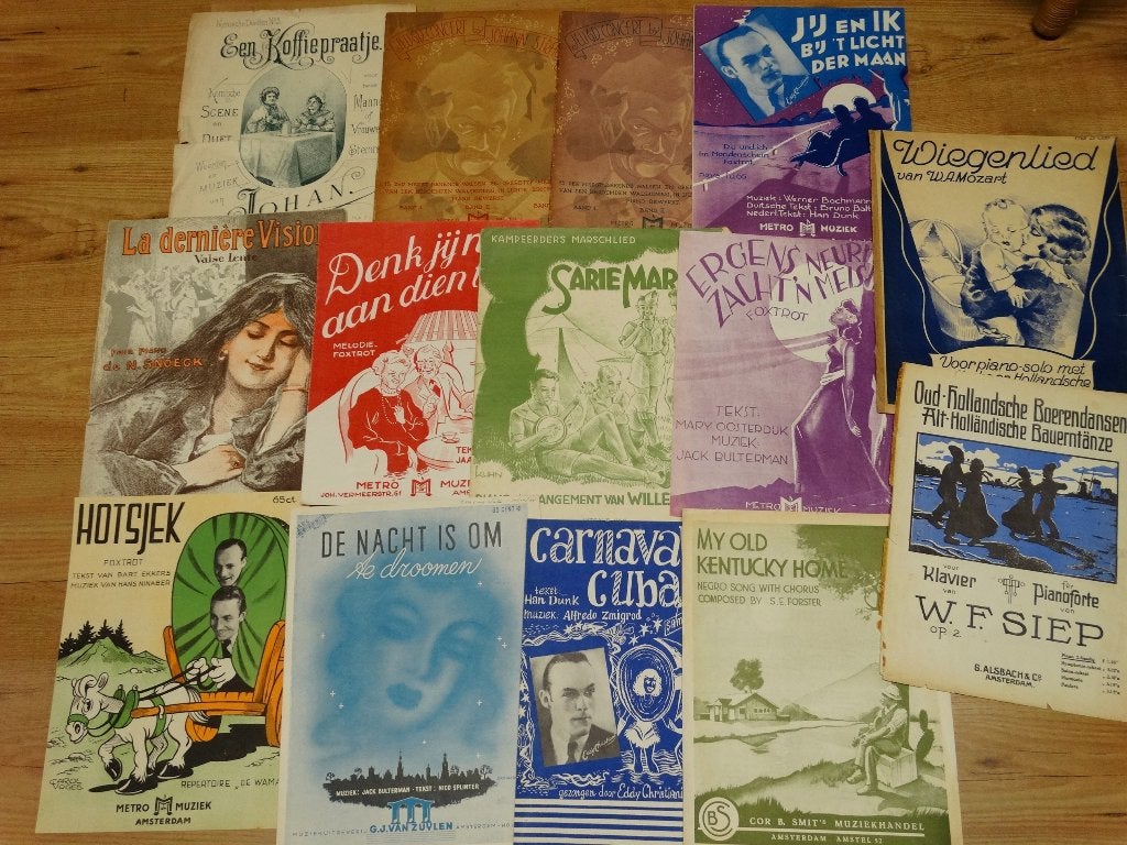 Partij Oud Antiek Brocante bladmuziek zie foto's, Ophalen of Verzenden, Gebruikt, Overige soorten, Overige genres