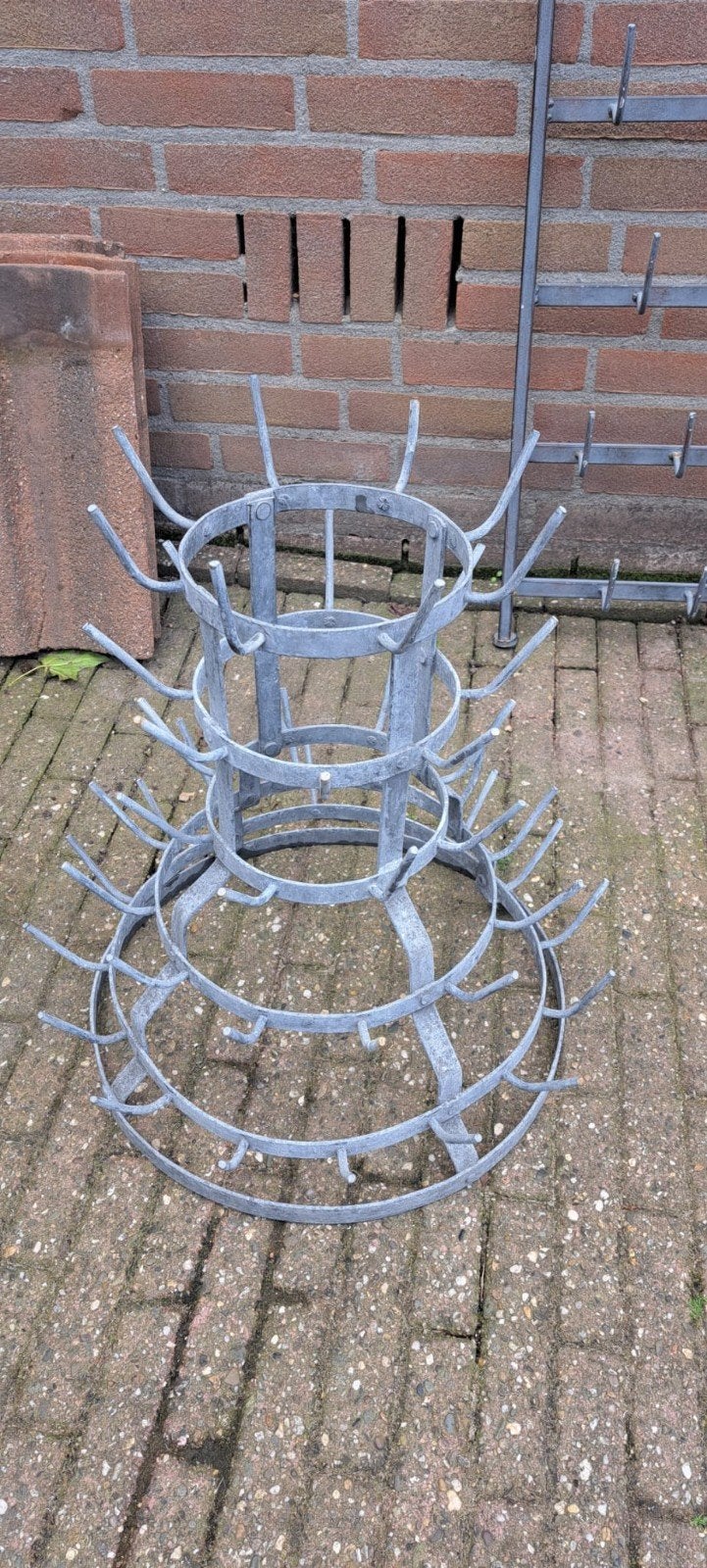 Vintage Frans metalen flessenrek - 50cm hoog, 40cm breed, Antiek en Kunst, Ophalen