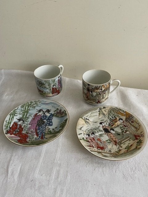 2 Kop en Schotels Geisha Porcelein, Ophalen of Verzenden
