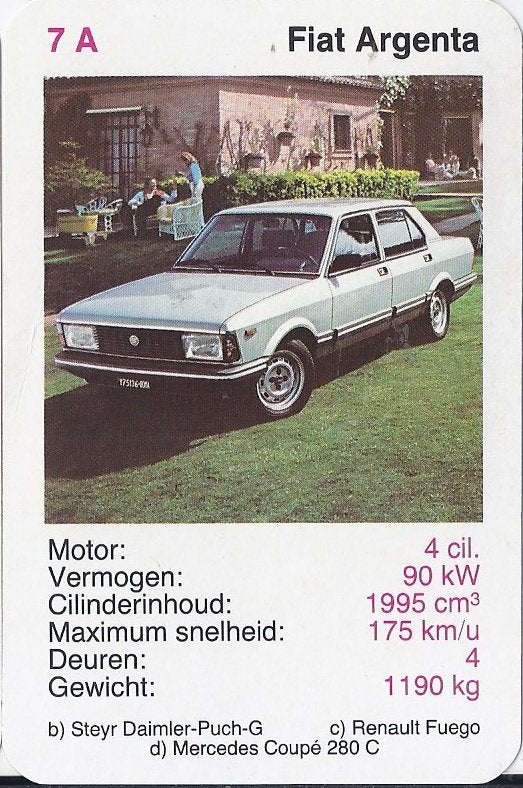 C295 autokaartje 7a - fiat argenta, Ophalen of Verzenden, Zo goed als nieuw, Auto's