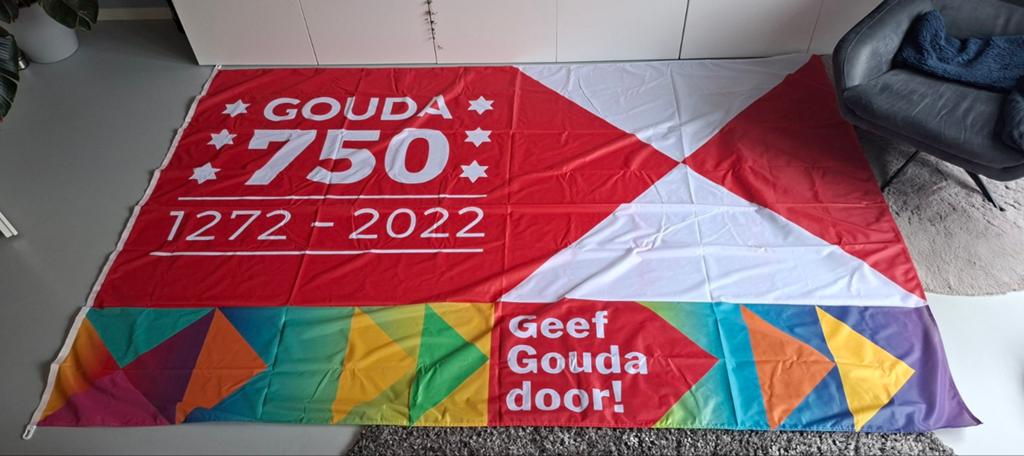 Grote vlag Gouda 750 jaar, Ophalen of Verzenden, Nieuw