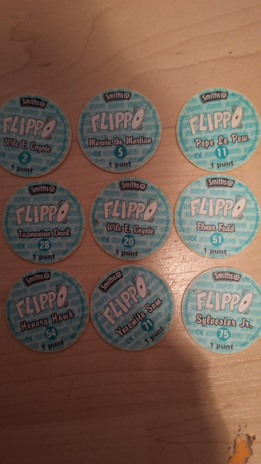 Negen Looney Tunes Flippo's - Vintage Verzameling, Verzamelen, Ophalen, Looney Tunes, Losse flippo's