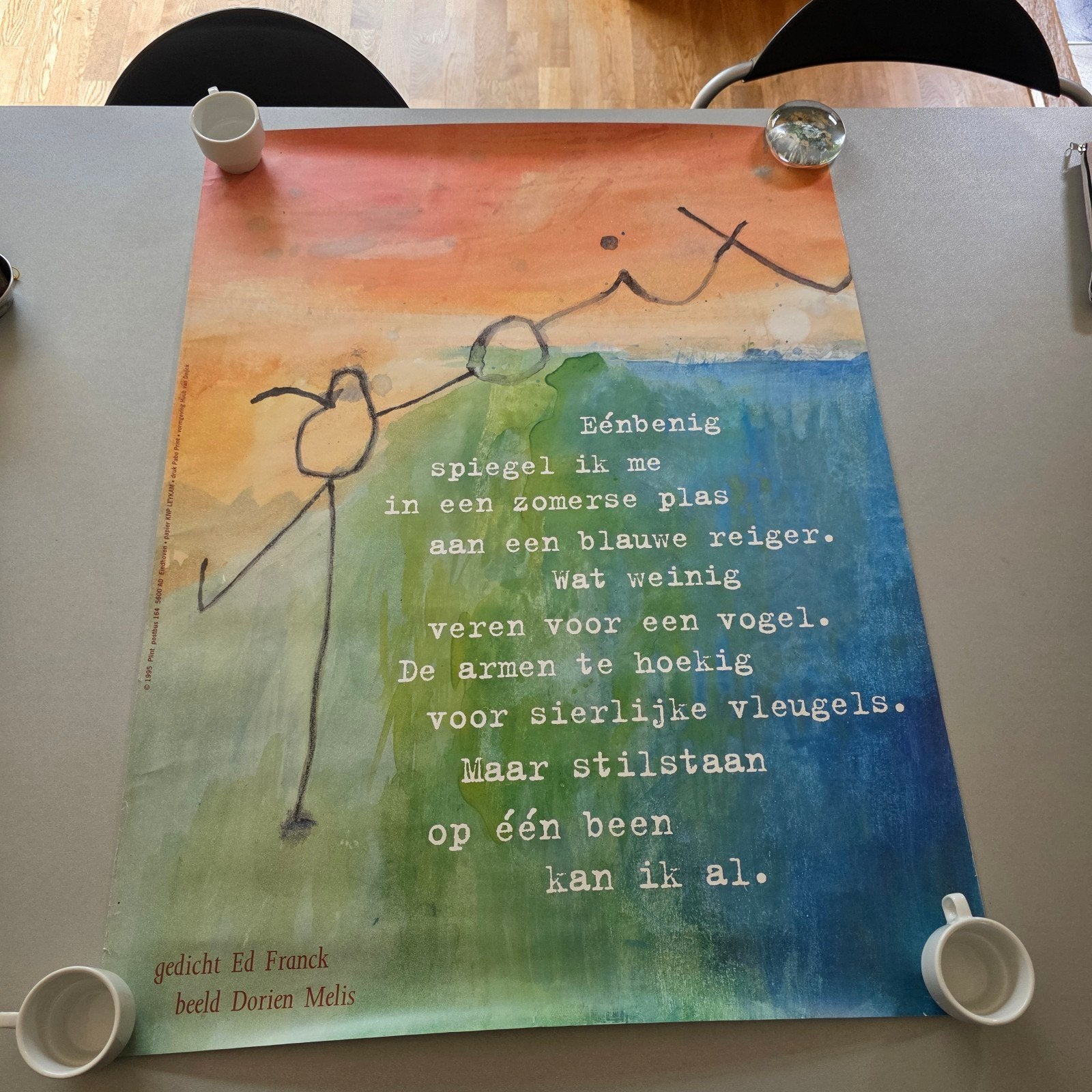 Plint : Gedicht 'Eénbenig' van Ed Franck - Kunstposter, Ophalen of Verzenden