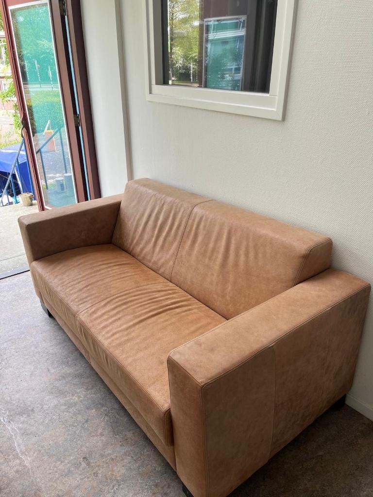 Echte leren bank, Ophalen, 150 tot 200 cm, Tweepersoons, Zo goed als nieuw