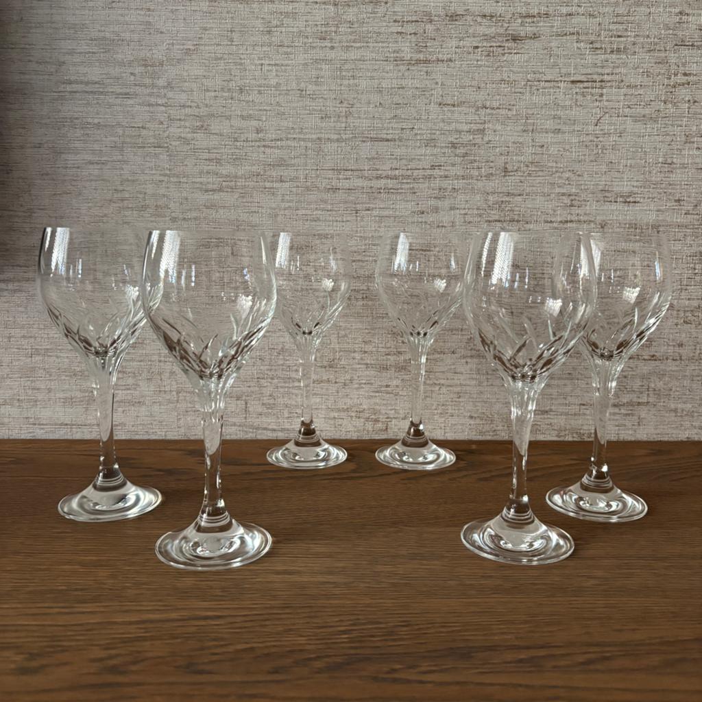 Set van 6 kristallen wijnglazen of waterglazen, Ophalen of Verzenden, Zo goed als nieuw, Overige typen