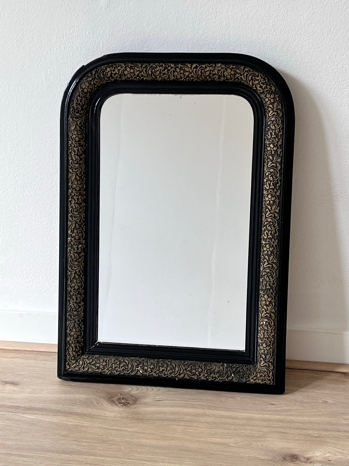 Vintage Boogspiegel met Gouden Ornamenten, Antiek en Kunst, Ophalen, Overige vormen, Minder dan 50 cm, Minder dan 100 cm
