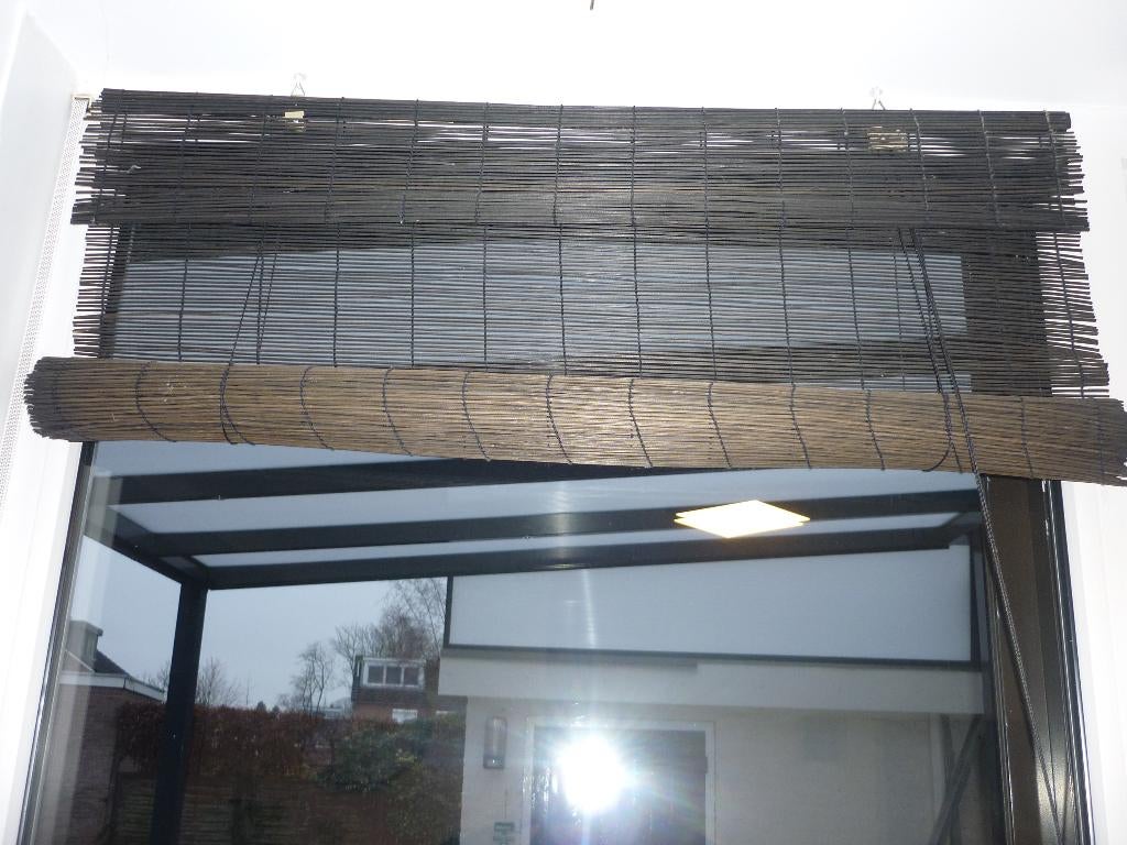 Bamboe Rolgordijn, Huis en Inrichting, Stoffering | Gordijnen en Lamellen, Zo goed als nieuw, 150 tot 200 cm, 50 tot 100 cm, Zwart