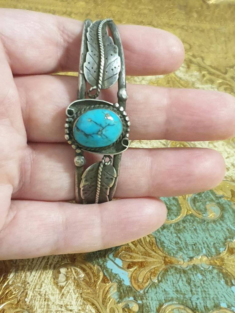 Zilveren vintage Navajo Armband met turkuoise, Verzenden, Zo goed als nieuw, 17 tot 18, Dame