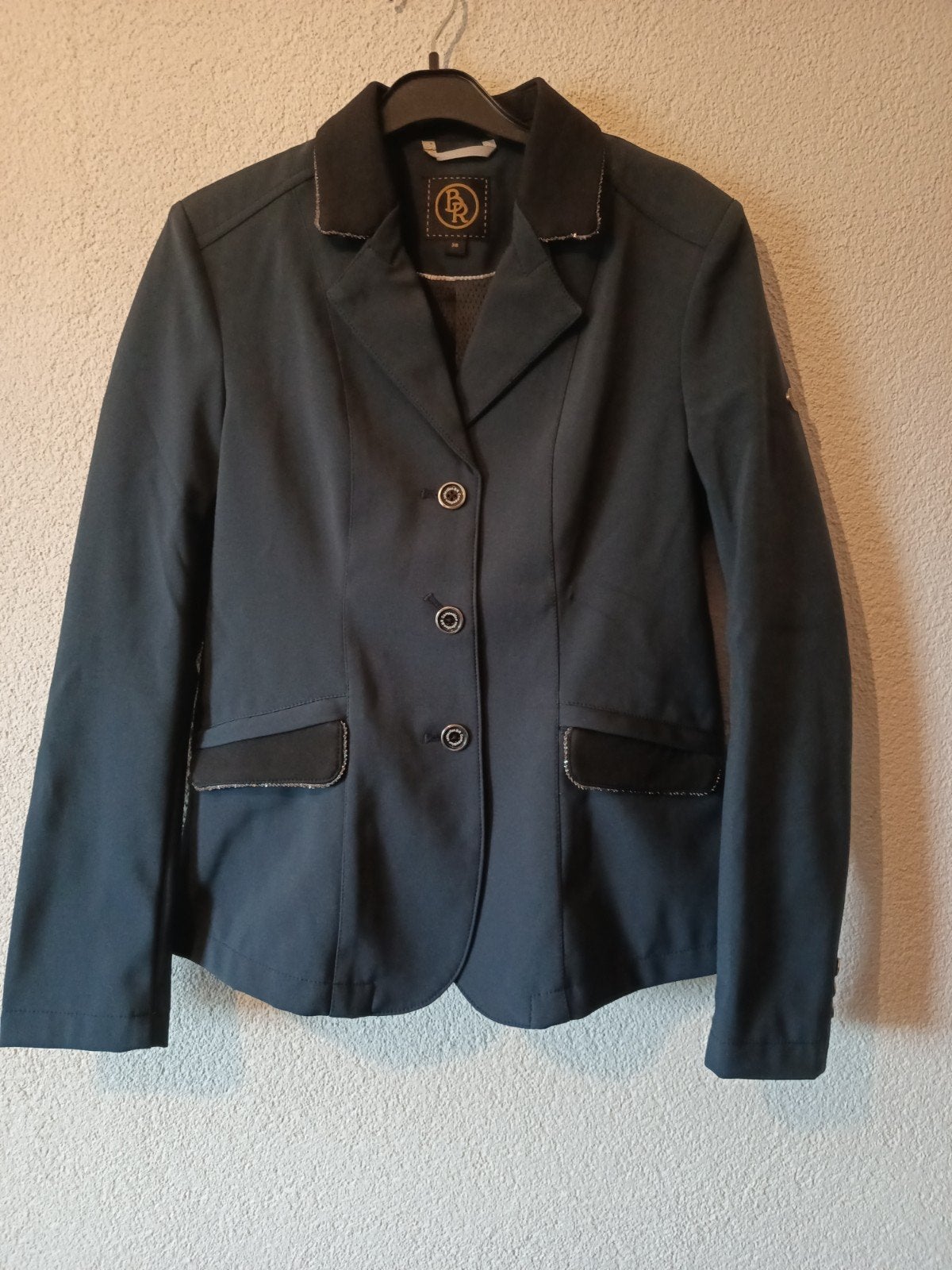 BR wedstrijdjasje maat 38 - Donkerblauw met glitterdetails, Maat 38/40 (M), BR, Blauw, Ophalen of Verzenden