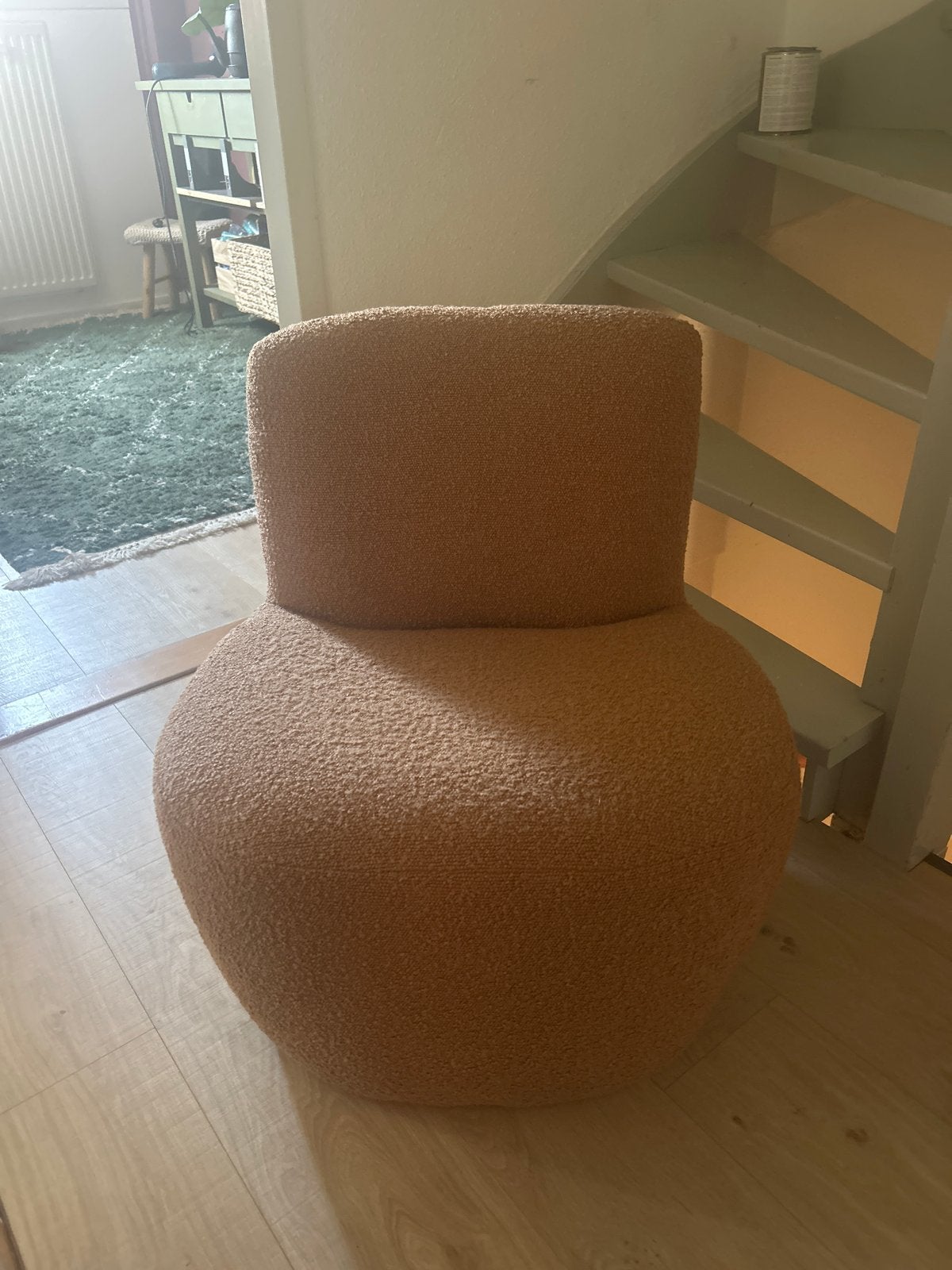 Oud roze teddy fauteuil, Ophalen, 75 tot 100 cm, Zo goed als nieuw, Stof