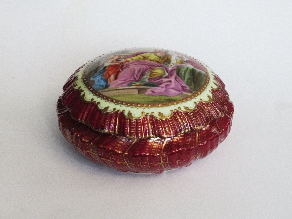 Antiek Ackermann&Fritze porcelainen doosje Royal Vienna '20, Antiek en Kunst, Ophalen of Verzenden