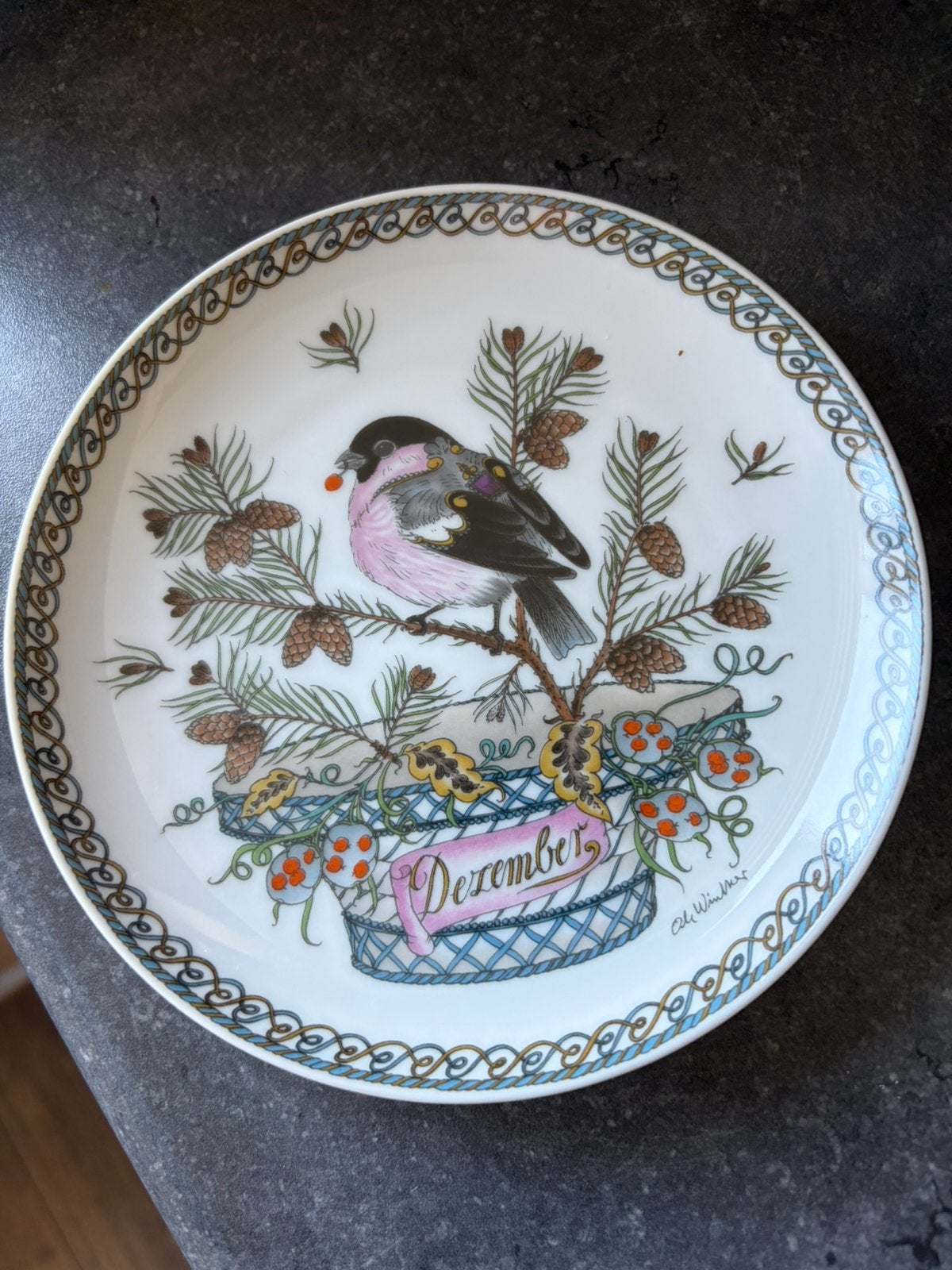 Wandborden met vogels en maand Hutschenreuther Ole Winthers, Ophalen of Verzenden