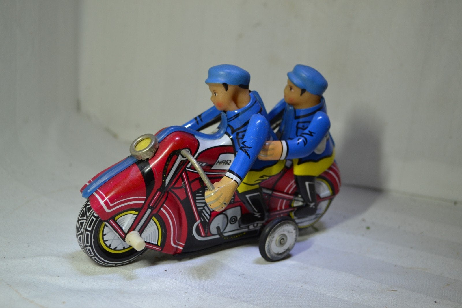Vintage blikken speelgoed motor met zijspan, Ophalen of Verzenden