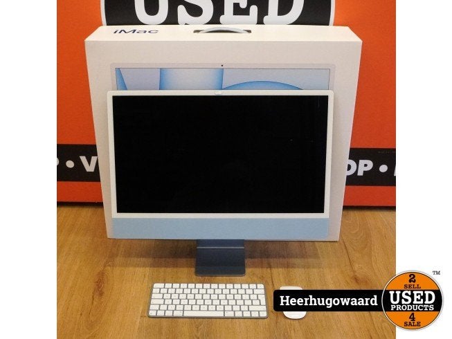 iMac 24" M1 8GB 256GB Blauw - Incl. Doos - 3 mnd Garantie, Computers en Software, Apple, Zo goed als nieuw, Support@apple.com