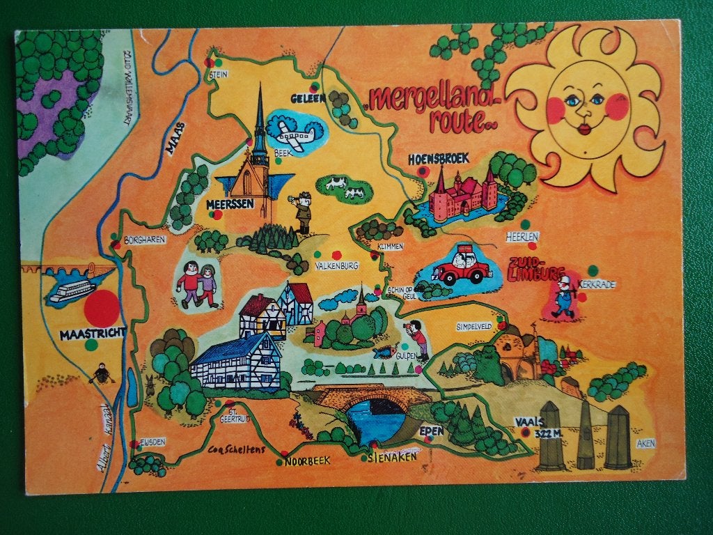 (1967) Kaart: MERGEL ROUTE, Verzenden, 1980 tot heden, Gelopen, Limburg