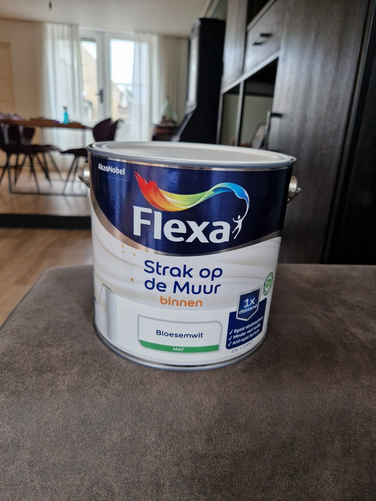 Nieuwe Flexa Strak op de Muur - Bloesemwit (2.5L), Ophalen, Wit, Nieuw, Verf