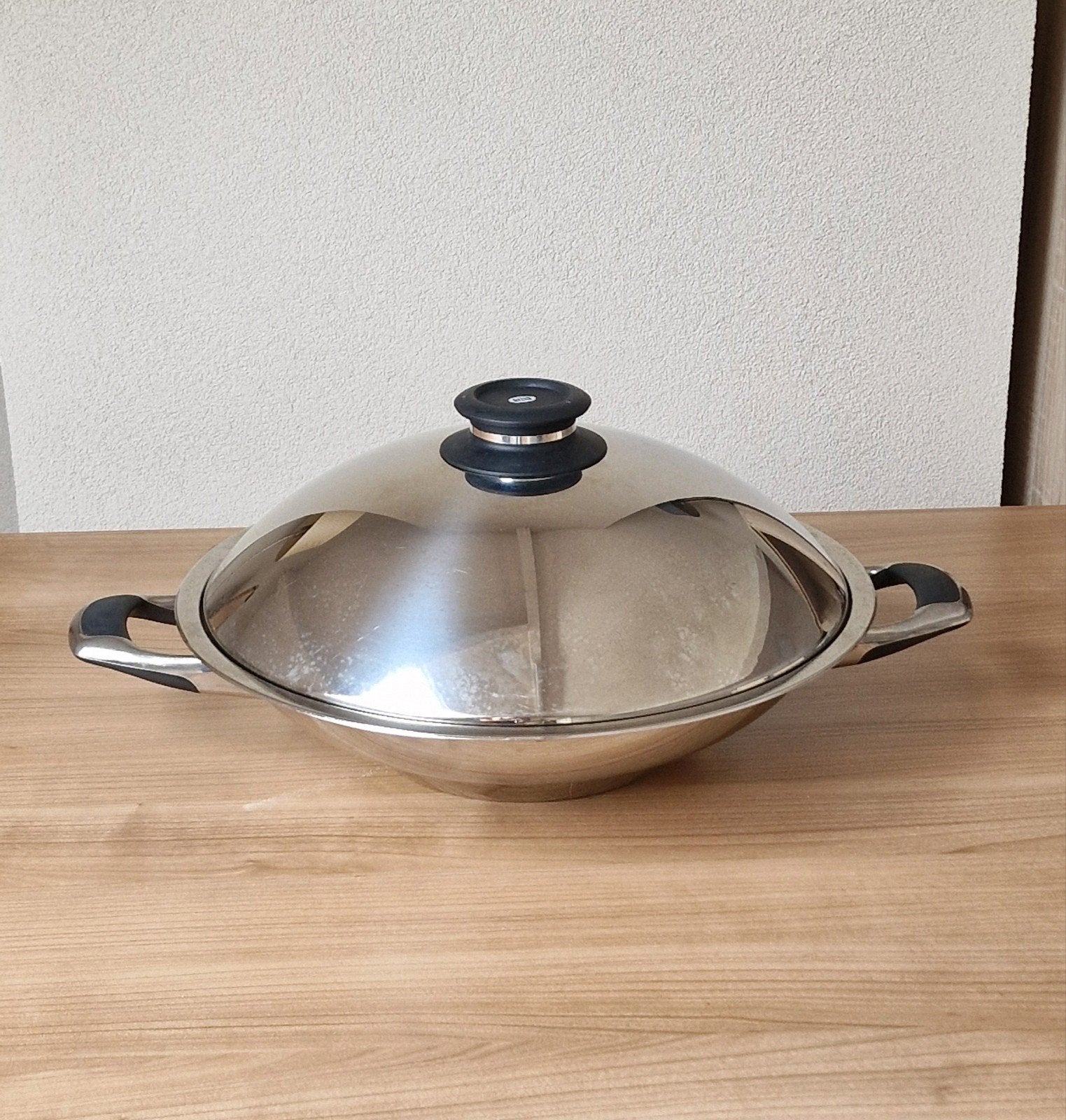 Originele AMC wok 5,0 liter met deksel, Gebruikt, Ophalen of Verzenden, Rvs, Met deksel