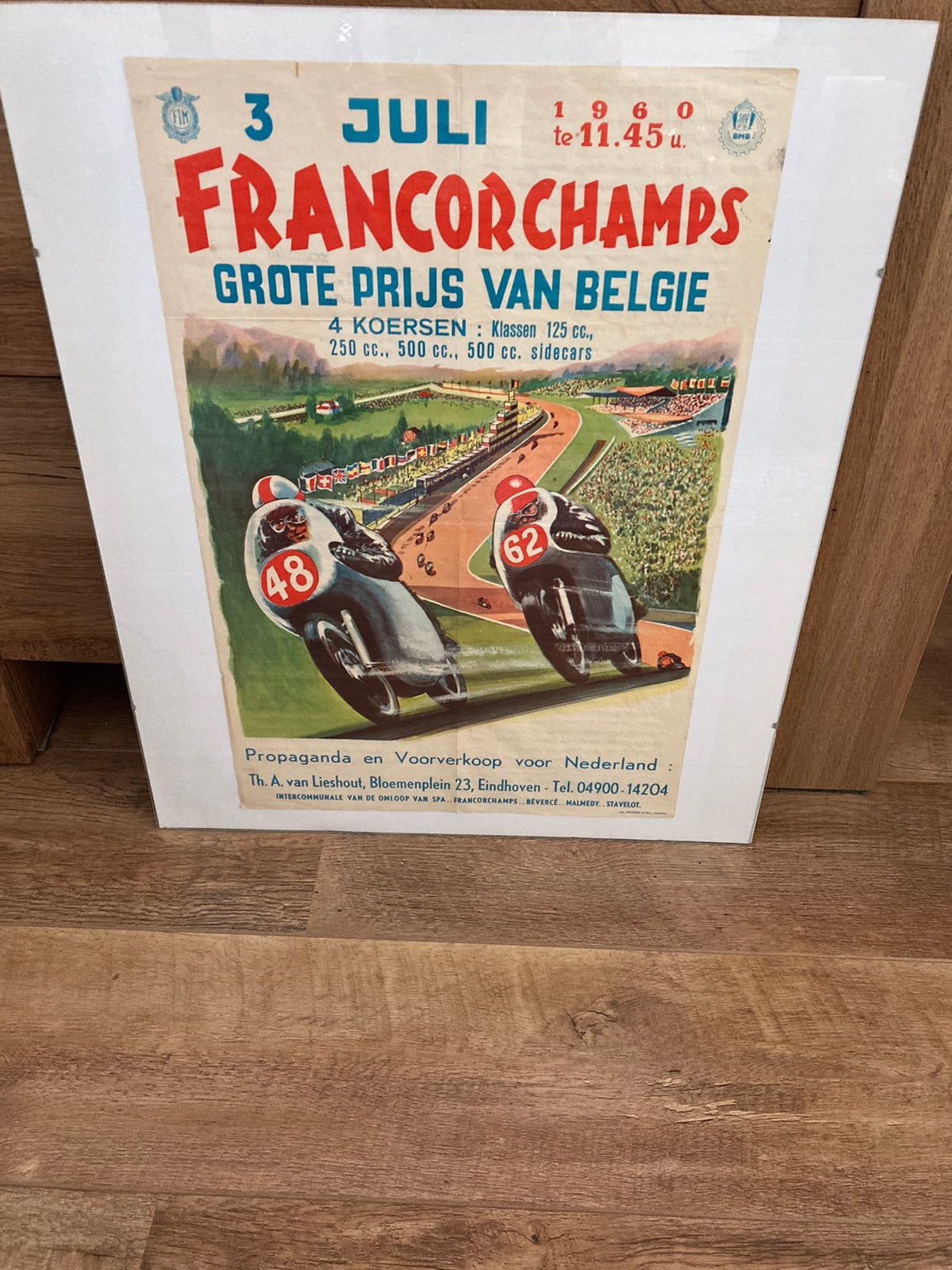 Mooie poster van grote prijs van Belgie, Verzamelen, Posters, Rechthoekig Staand, Met lijst, Ophalen of Verzenden, Zo goed als nieuw