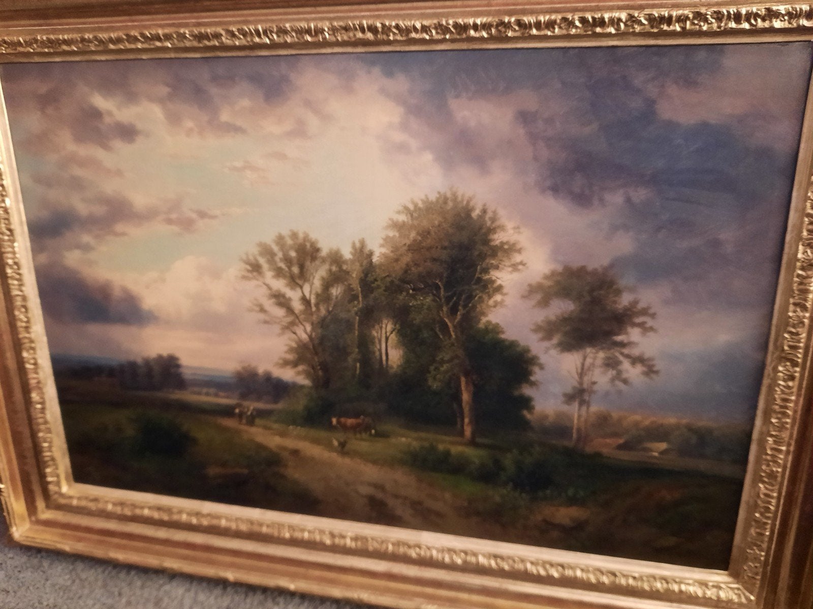 Johannes Warnardus Bilders " zicht op Oosterbeek" met Vee en, Ophalen, Doek, Landschap, Olieverf